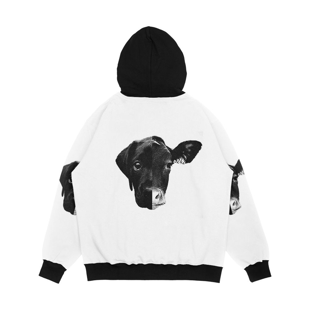 Animal Equality Black And White Men's All-Over-Print Hoodie - Image 2