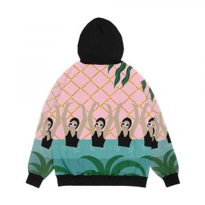 Alternative view of Artistic Synchro Swimmers By Ocean And Stars Abstract Illustration Tropical Plant Pool Summer Men's All-Over-Print Hoodie