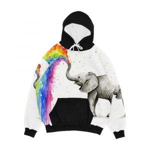 Baby Elephant Spraying Rainbow Men's All-Over-Print Hoodie