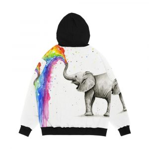 Alternative view of Baby Elephant Spraying Rainbow Men's All-Over-Print Hoodie