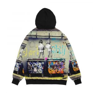 Alternative view of Banksy Chill The Duck Out Men's All-Over-Print Hoodie