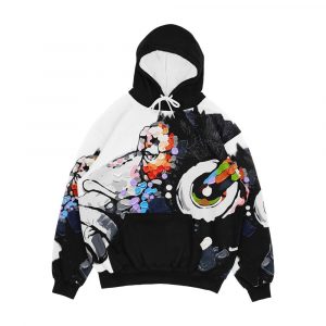 Banksy Dj Monkey Thinker With Headphones White Men's All-Over-Print Hoodie