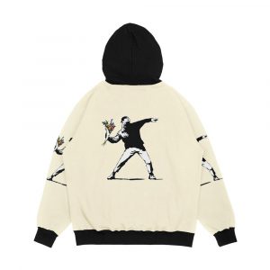 Alternative view of Banksy Flowers Men's All-Over-Print Hoodie