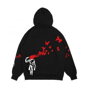 Alternative view of Banksy Girl Butterfly Men's All-Over-Print Hoodie