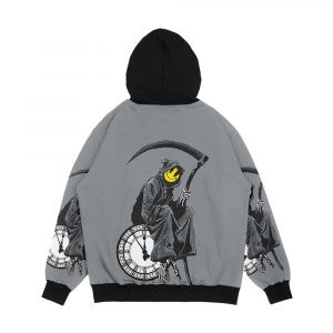 Alternative view of Banksy Grim Reaper Clock Men's All-Over-Print Hoodie