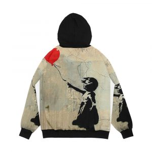 Alternative view of Banksy Red Heart Balloon Men's All-Over-Print Hoodie