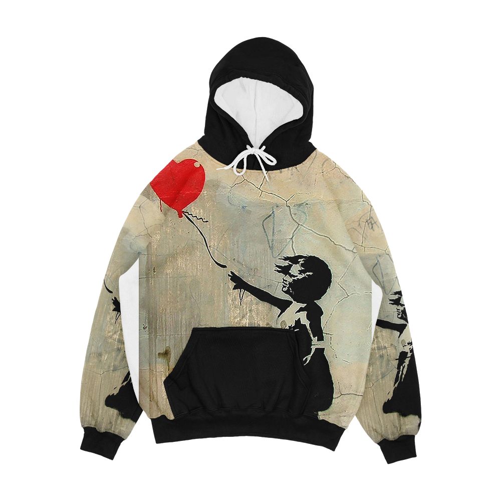 Banksy Red Heart Balloon Men's All-Over-Print Hoodie