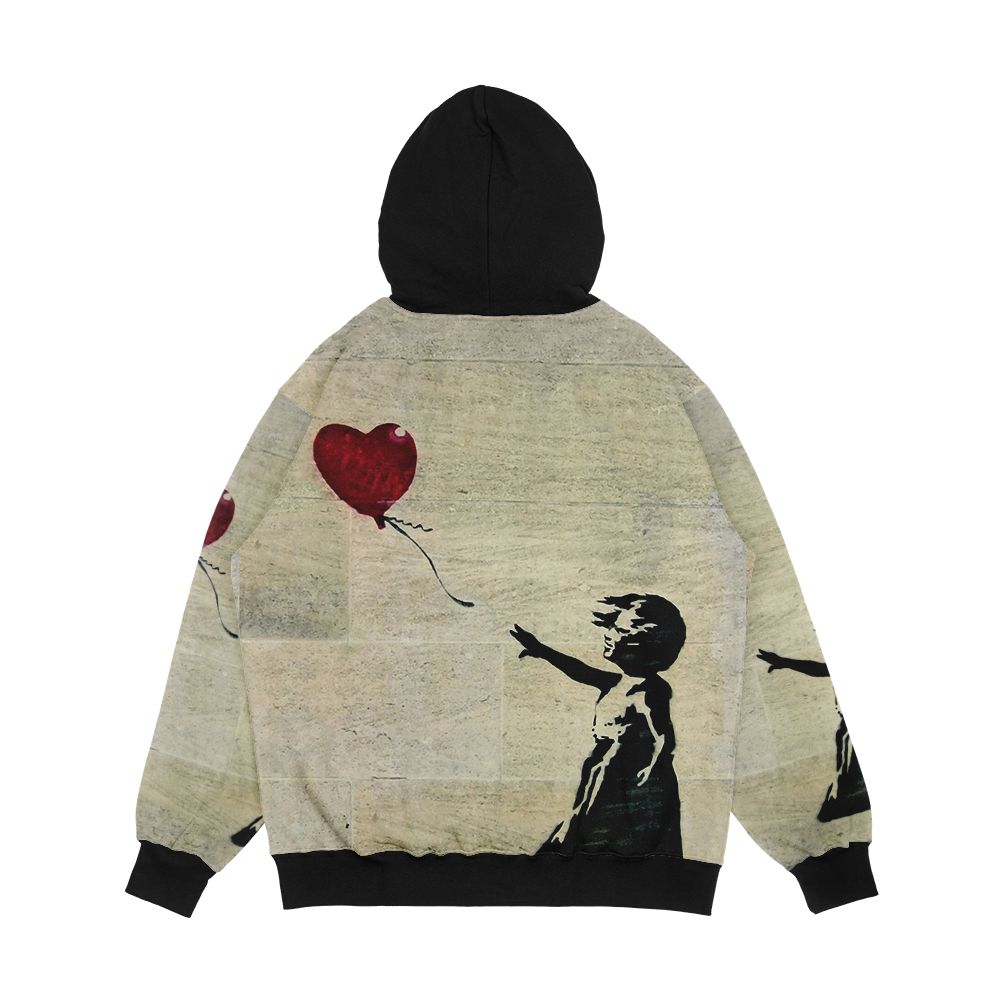 Banksy's Girl With A Red Balloon Iii Men's All-Over-Print Hoodie - Image 2