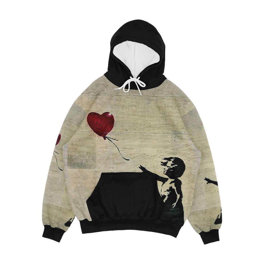 Banksy's Girl With A Red Balloon Iii Men's All-Over-Print Hoodie