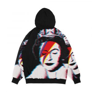 Alternative view of Banksy Uk England God Save The Queen Elisabeth Rockband Face Makeup Lightning Red And Blue 3D Anaglyph Retro Effect Hd High Quality Online Store Men's All-Over-Print Hoodie
