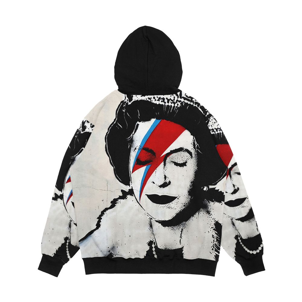 Banksy Uk England Queen Elisabeth Rockband Face Makeup Original Hd Men's All-Over-Print Hoodie - Image 2