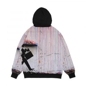 Alternative view of Banksy Umbrella Rainbow Happy Girl Men's All-Over-Print Hoodie