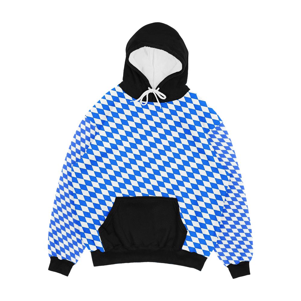 Bavarian Blue And White Diamond Flag Pattern Men's All-Over-Print Hoodie
