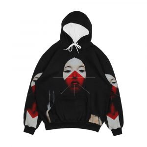 Beautiful Black And Red Fine Art Japanese Illustration Men's All-Over-Print Hoodie