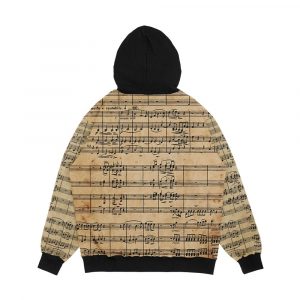 Alternative view of Beethoven's 9Th On Antique Paper Men's All-Over-Print Hoodie