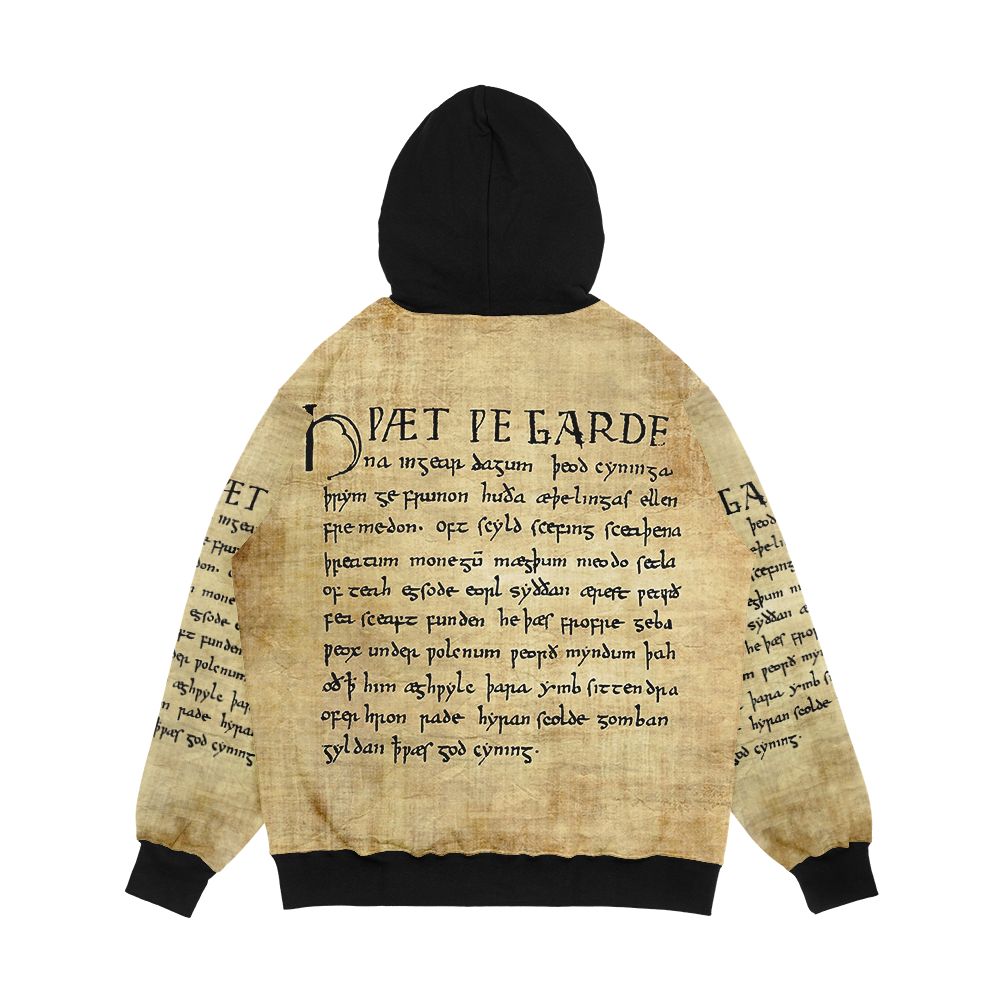 Beowulf Lines 1 11 Men's All-Over-Print Hoodie - Image 2