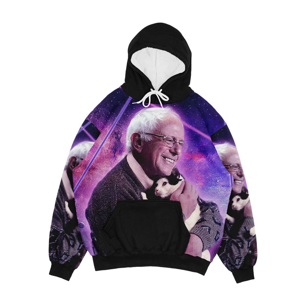 Bernie Sanders Halftone Cat In Space Men's All-Over-Print Hoodie