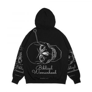 Alternative view of Biblical Womanhood White Text Men's All-Over-Print Hoodie