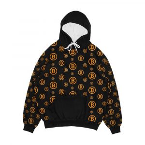 Bitcoin Logo Pattern Men's All-Over-Print Hoodie