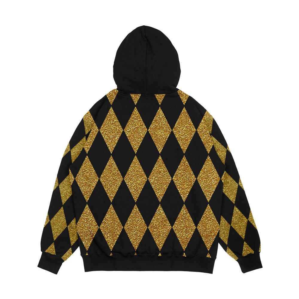 Black And Gold Harlequin Men's All-Over-Print Hoodie - Image 2
