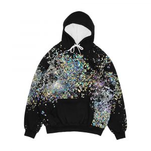 Black And Multicolor Sequins Faux Men's All-Over-Print Hoodie