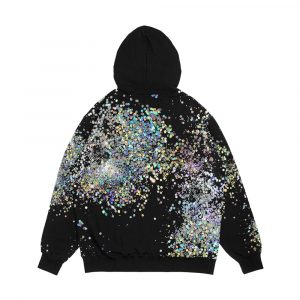 Alternative view of Black And Multicolor Sequins Faux Men's All-Over-Print Hoodie