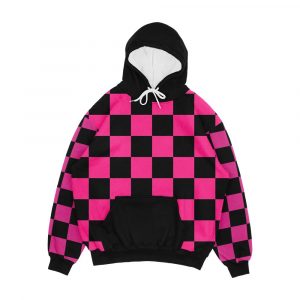 Black And Pink Checkerboard Pattern Men's All-Over-Print Hoodie