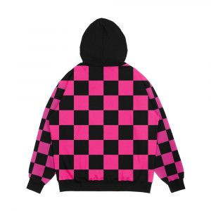 Alternative view of Black And Pink Checkerboard Pattern Men's All-Over-Print Hoodie