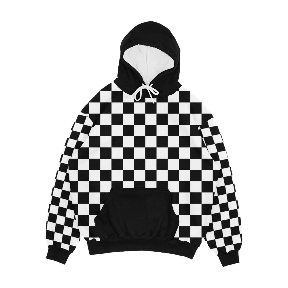 Black And White Checkerboard Pattern Men's All-Over-Print Hoodie