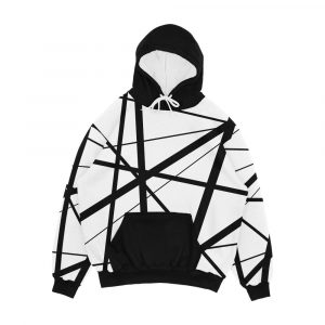 Black And White Geometric Lines Men's All-Over-Print Hoodie