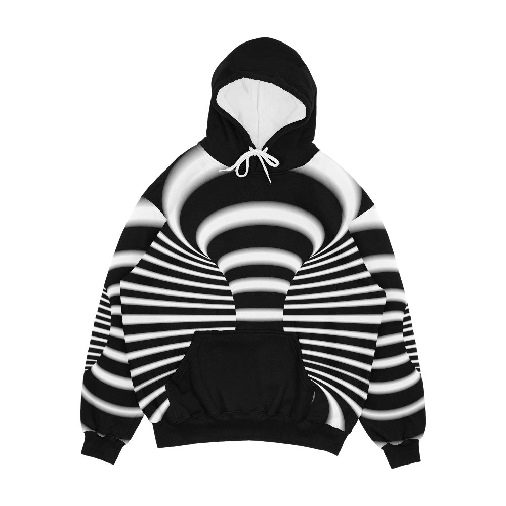 Black And White Infinite Wormhole Optical Illusion Men's All-Over-Print Hoodie