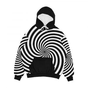 Black And White Op Art Spiral Men's All-Over-Print Hoodie