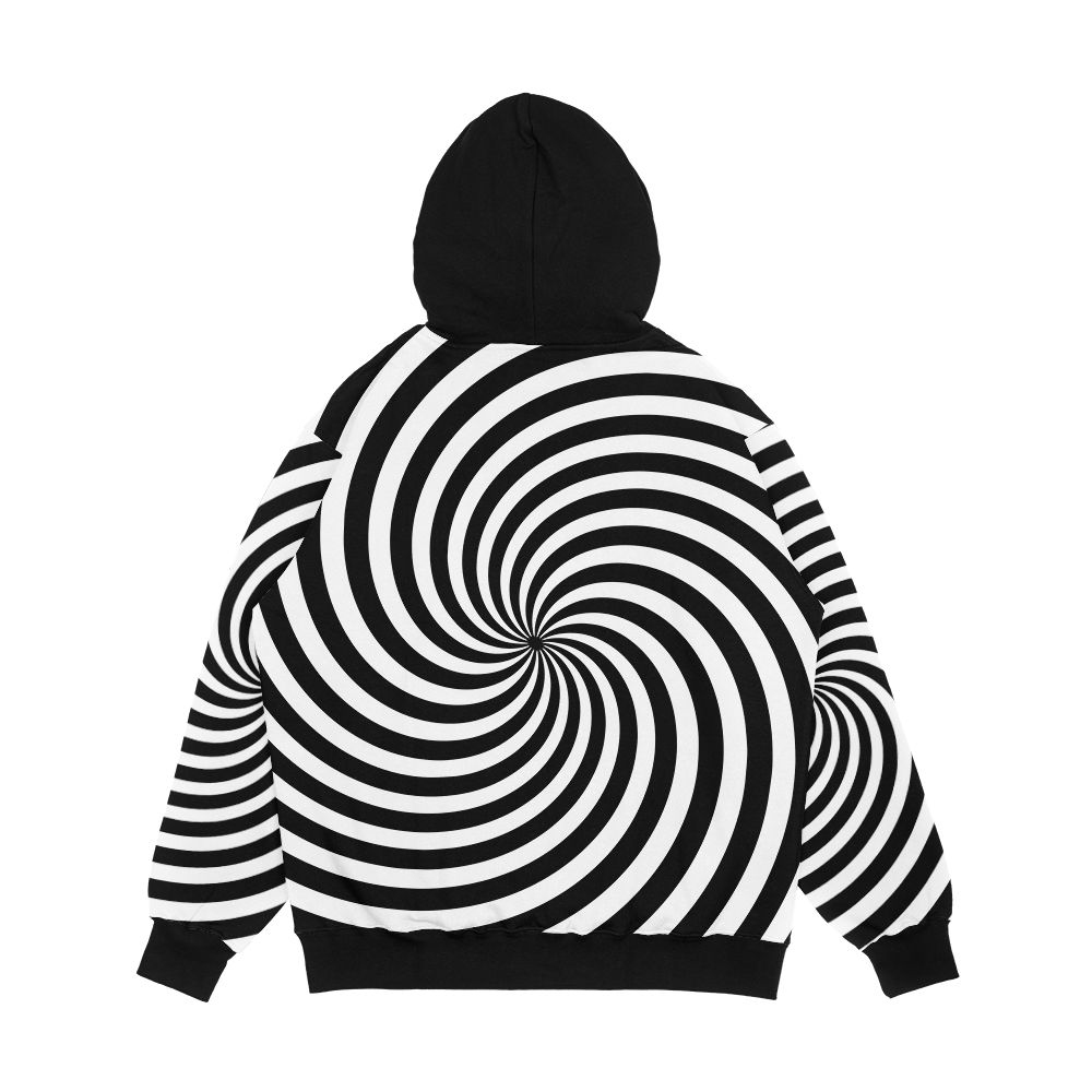 Black And White Op Art Spiral Men's All-Over-Print Hoodie - Image 2