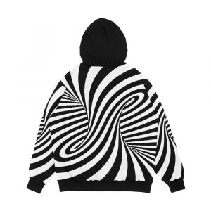 Alternative view of Black And White Trippy Optical Illusions Men's All-Over-Print Hoodie