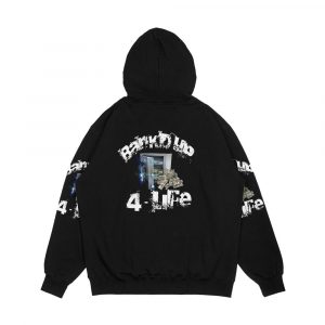 Alternative view of Black Bu4L Safe Merchs Men's All-Over-Print Hoodie