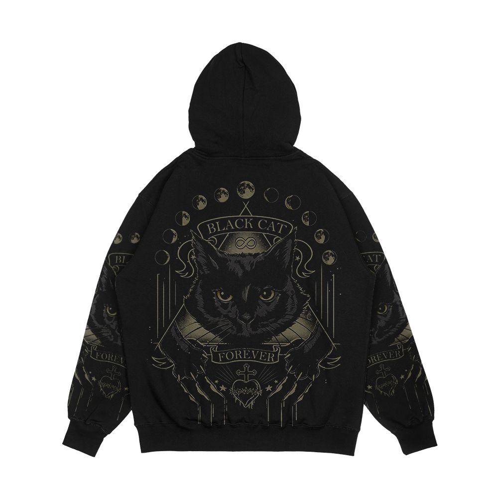Black Cat Cult Men's All-Over-Print Hoodie - Image 2