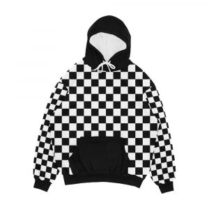 Black Checkerboard Men's All-Over-Print Hoodie