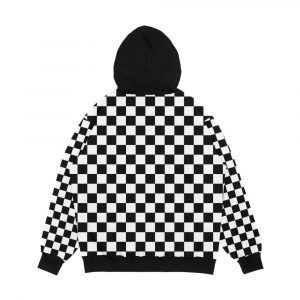 Alternative view of Black Checkered Pattern Men's All-Over-Print Hoodie
