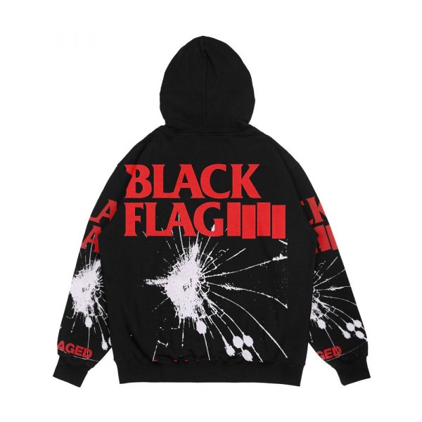 Black Flag Damaged Men's All-Over-Print Hoodie - Image 2