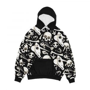 Black Skulls And Bones Wunderkammer Men's All-Over-Print Hoodie