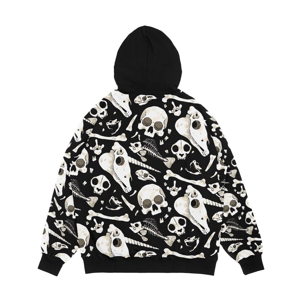 Black Skulls And Bones Wunderkammer Men's All-Over-Print Hoodie - Image 2