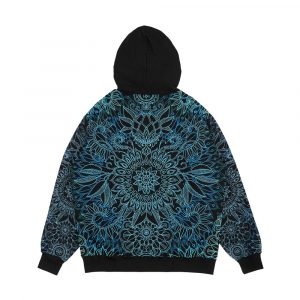 Alternative view of Black Teal And Aqua Protea Doodle Pattern Men's All-Over-Print Hoodie