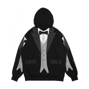 Alternative view of Black Tuxedo Bowtie And Vest Men's All-Over-Print Hoodie