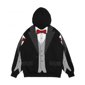 Alternative view of Black Tuxedo Red Bowtie And Vest Men's All-Over-Print Hoodie