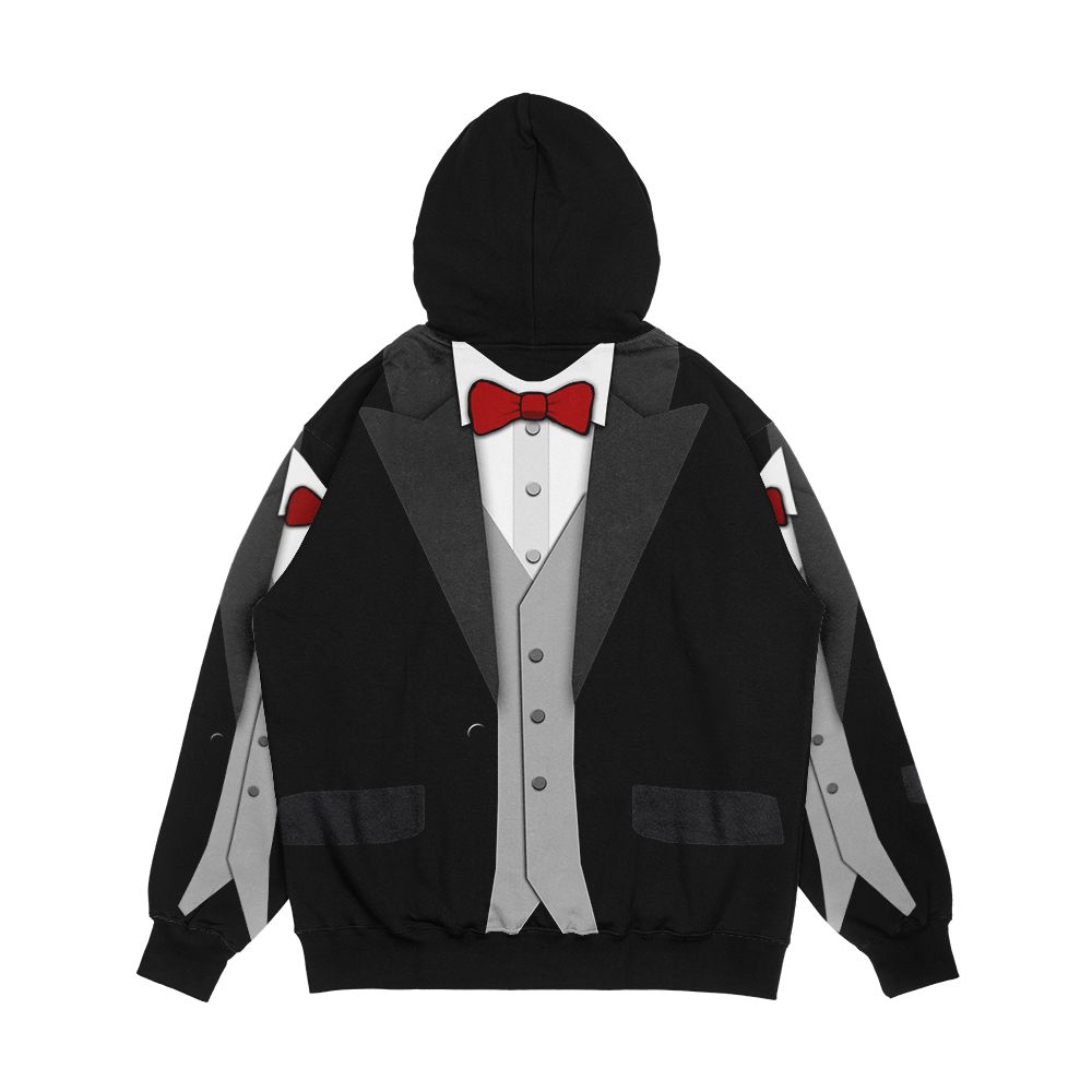 Black Tuxedo Red Bowtie And Vest Men's All-Over-Print Hoodie - Image 2