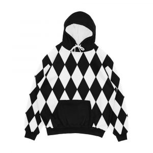 Black White Harlequin Men's All-Over-Print Hoodie