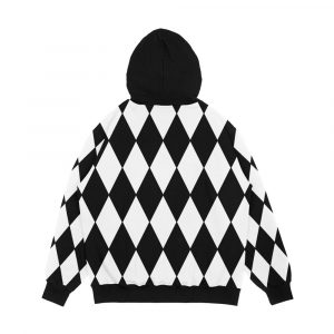 Alternative view of Black White Harlequin Men's All-Over-Print Hoodie