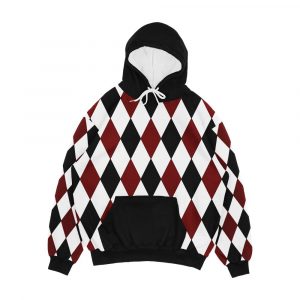Black White Red Harlequin Men's All-Over-Print Hoodie