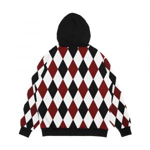 Alternative view of Black White Red Harlequin Men's All-Over-Print Hoodie