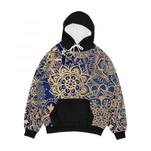 Blue And Gold Mandala Pattern Men's All-Over-Print Hoodie